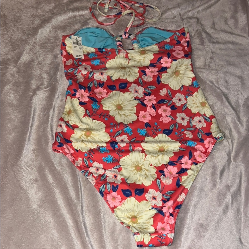 Aerie Red and Blue One Piece Swimsuit with Floral Design - NWT - Picture 3 of 6